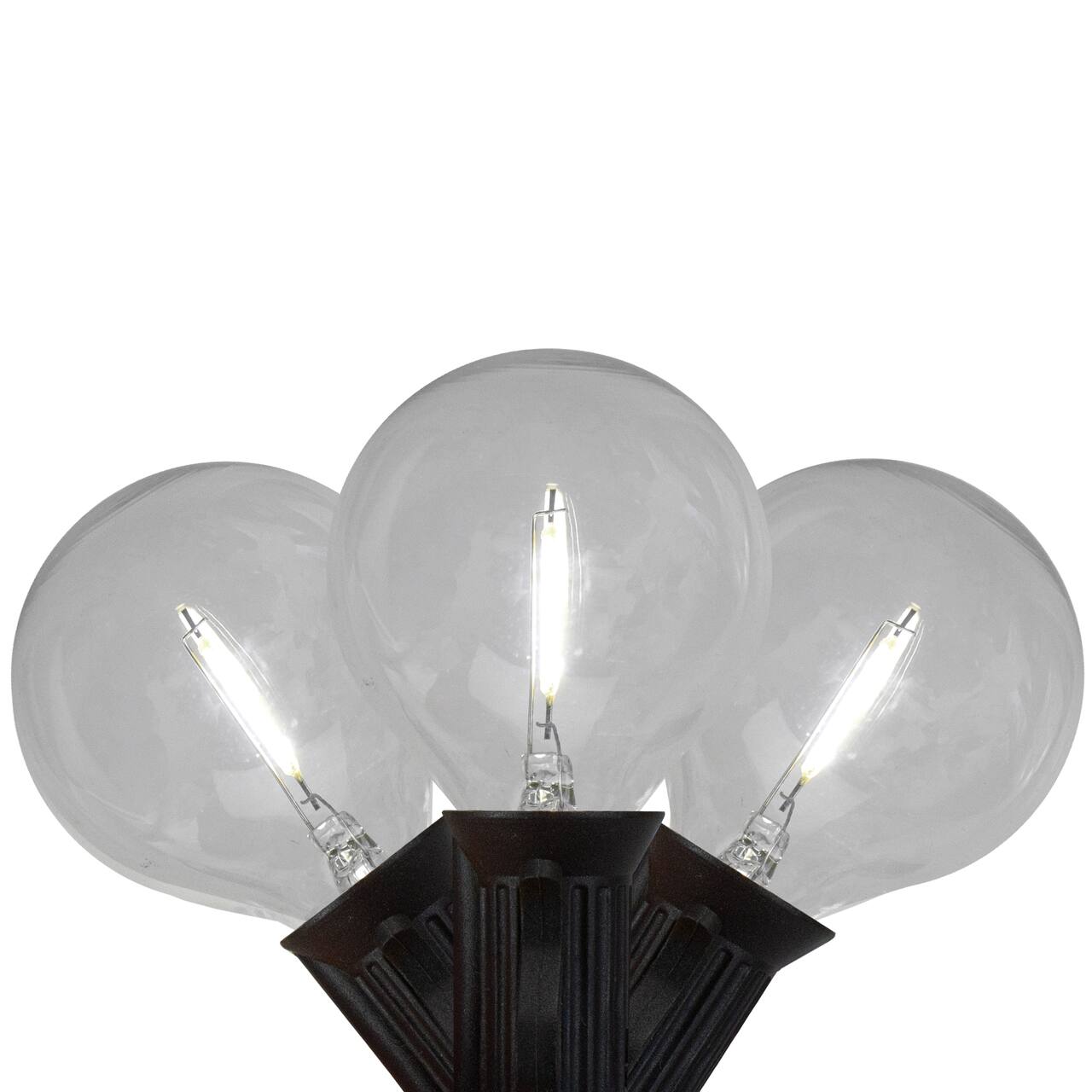 10ct Pure White LED G50 Globe Patio Lights 10ft Black Wire